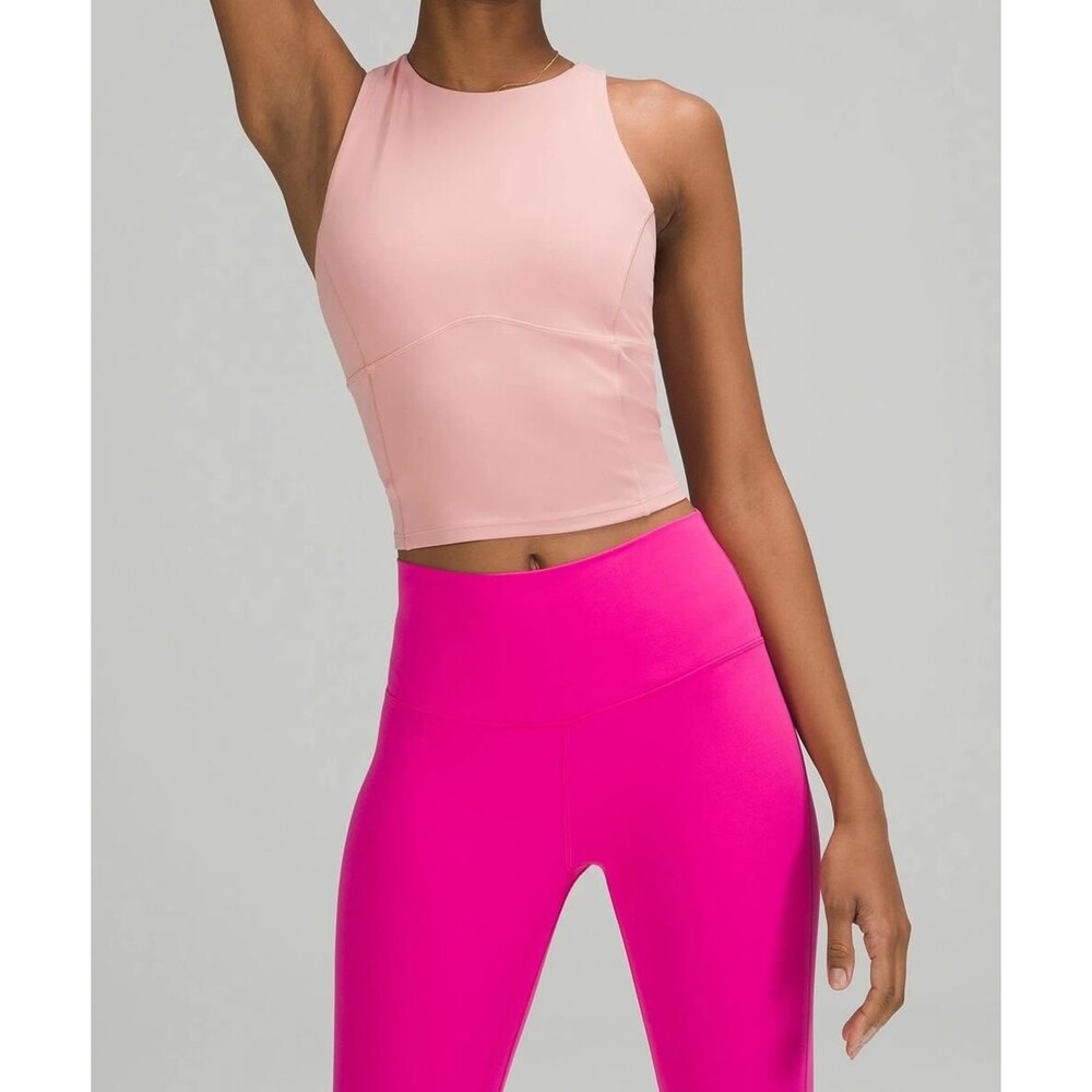 lululemon athletica Pink High Neck Crop Tank Top